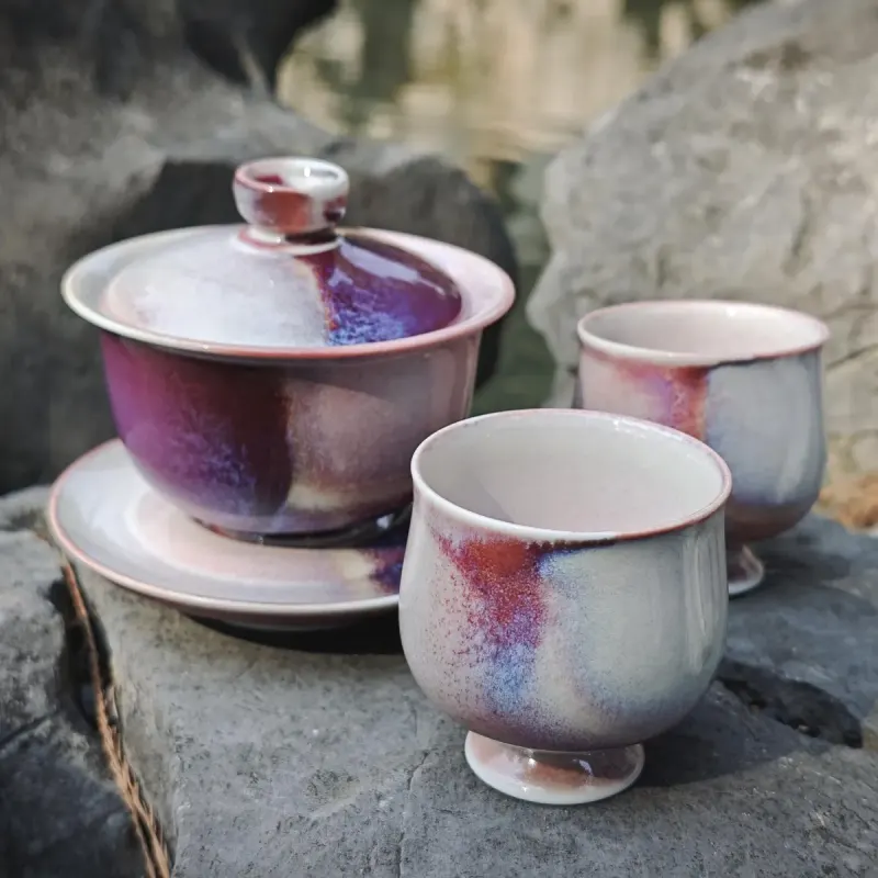 Galaxy Glaze Gaiwan Purple — Hand-thrown Jingdezhen Porcelain